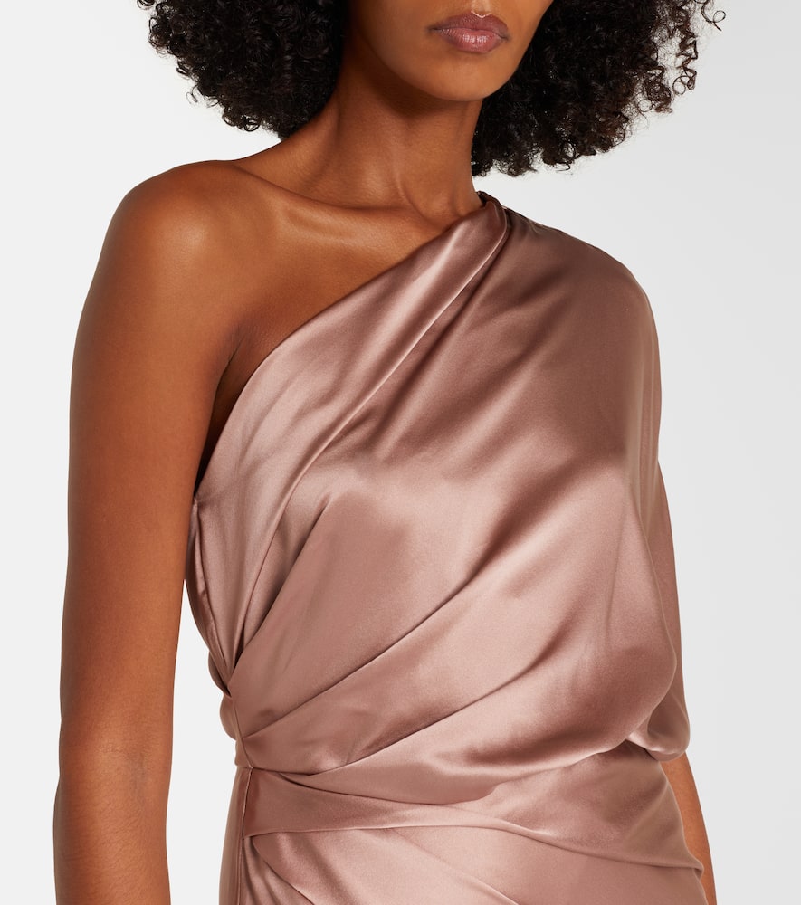 The Sei Draped One-shoulder Silk Satin Gown In Pink