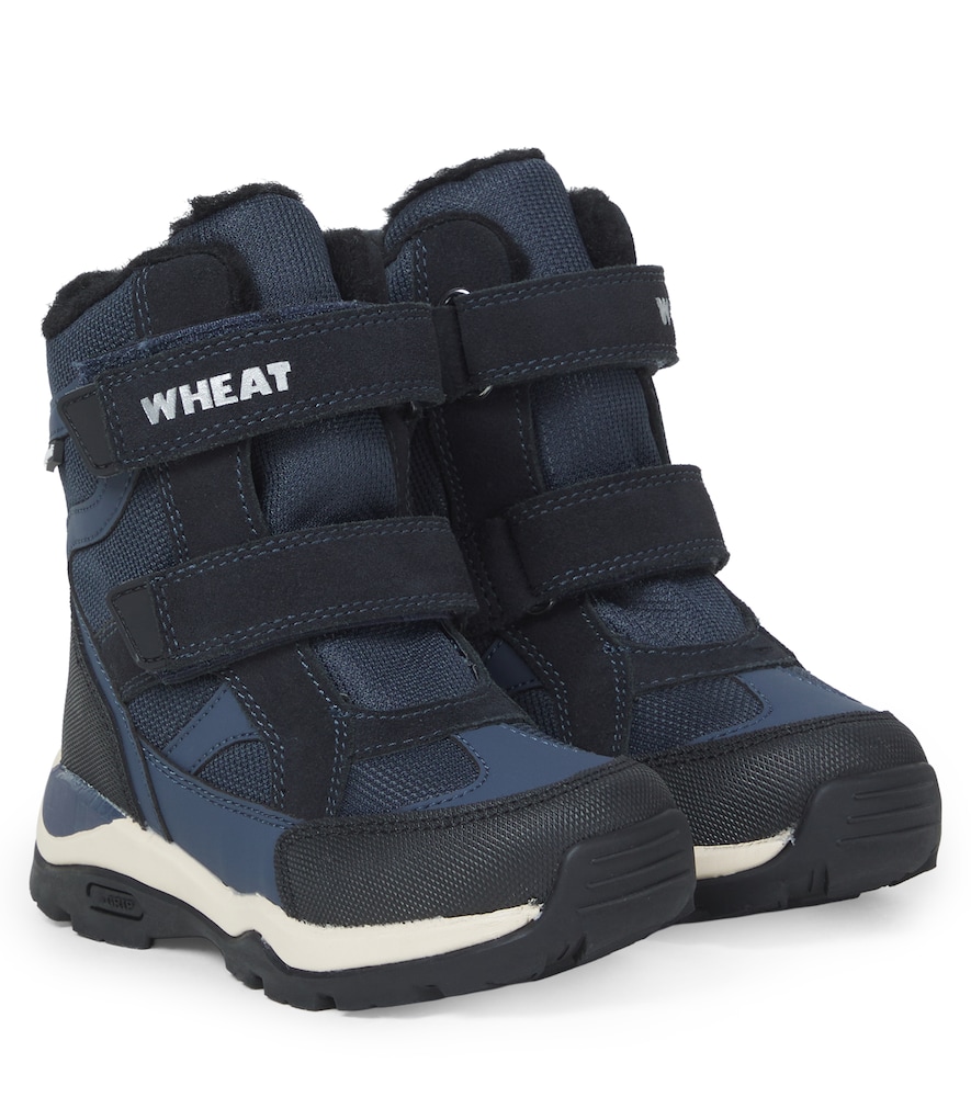 Wheat Leather-trimmed ankle boots