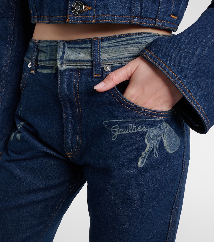 Printed Mid-Rise Straight Jeans