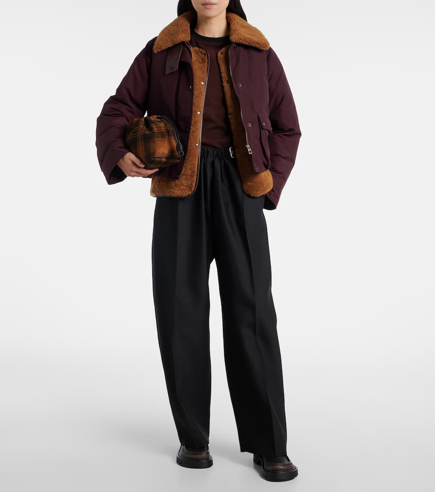 Loewe Cotton-blend And Shearling Puffer Jacket In Burgundy