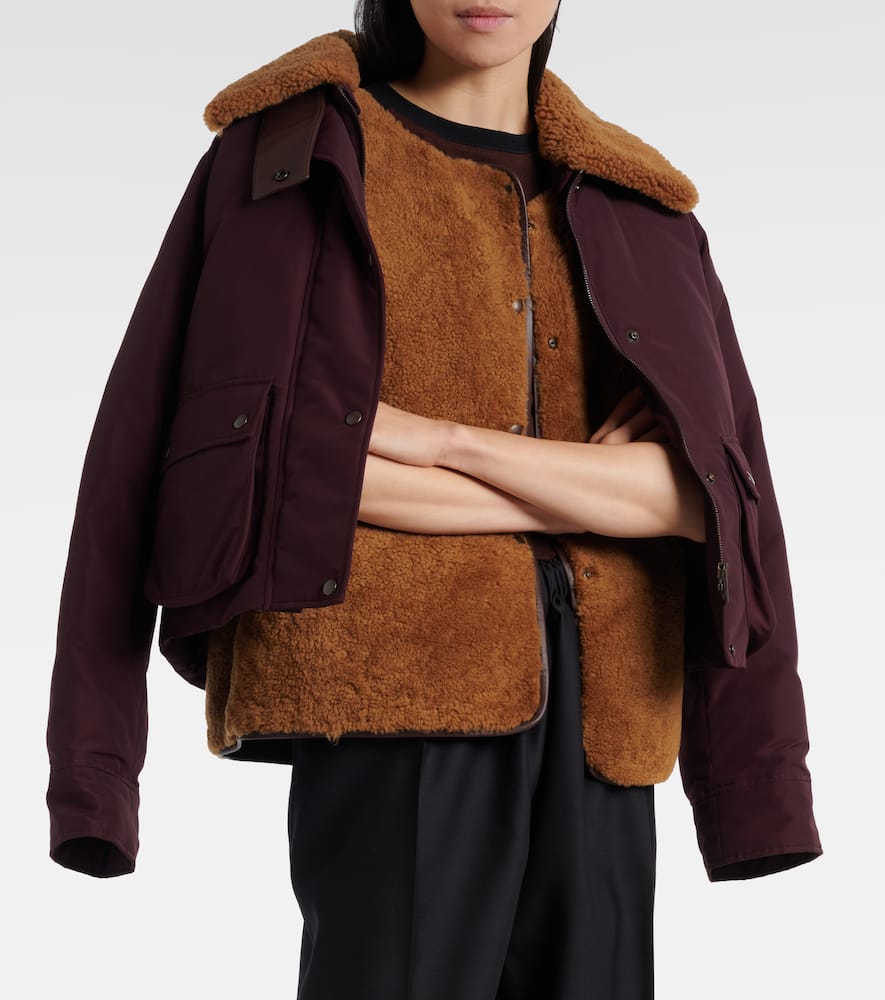 Loewe Cotton-blend And Shearling Puffer Jacket In Burgundy