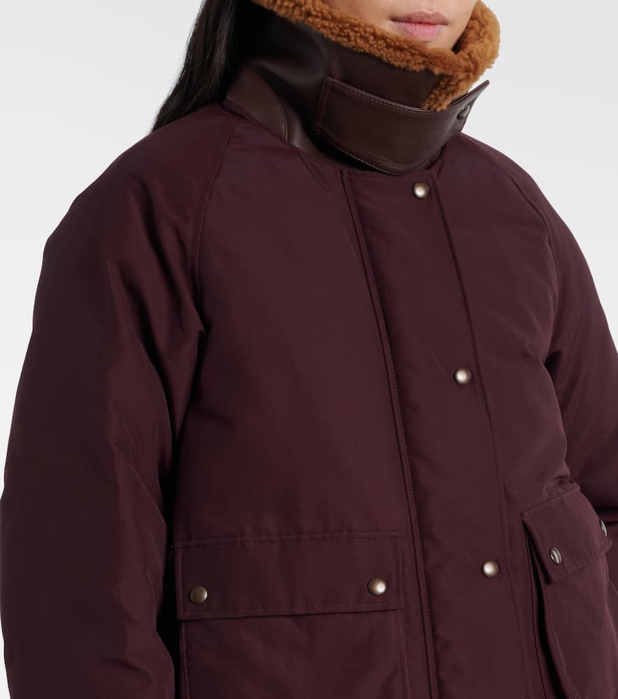 Loewe Cotton-blend And Shearling Puffer Jacket In Burgundy