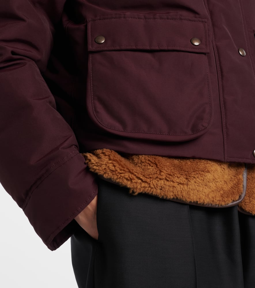 Loewe Cotton-blend And Shearling Puffer Jacket In Burgundy