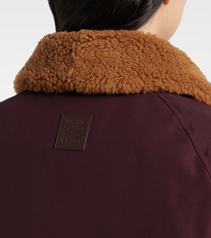 Loewe Cotton-blend And Shearling Puffer Jacket In Burgundy