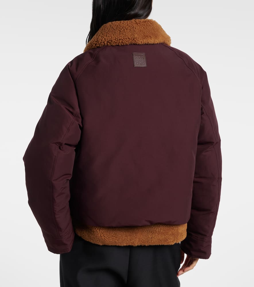 Loewe Cotton-blend And Shearling Puffer Jacket In Burgundy