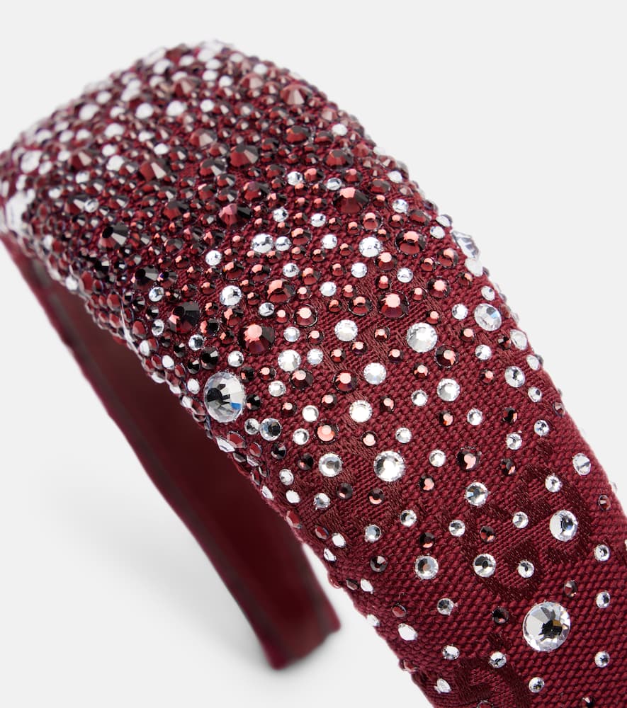 Gucci Gg Crystal-embellished Headband In Burgundy
