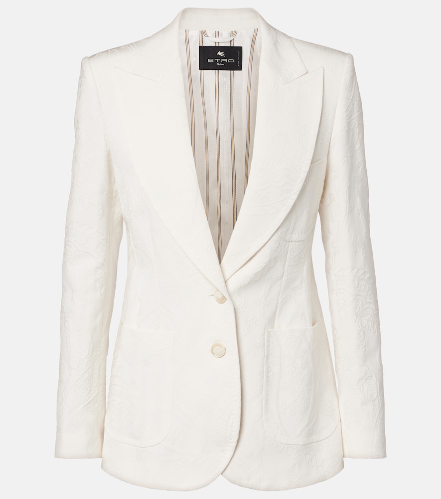 Etro Women's White Embroidered Cotton-Blend Blazer UK Size 8 - Mytheresa