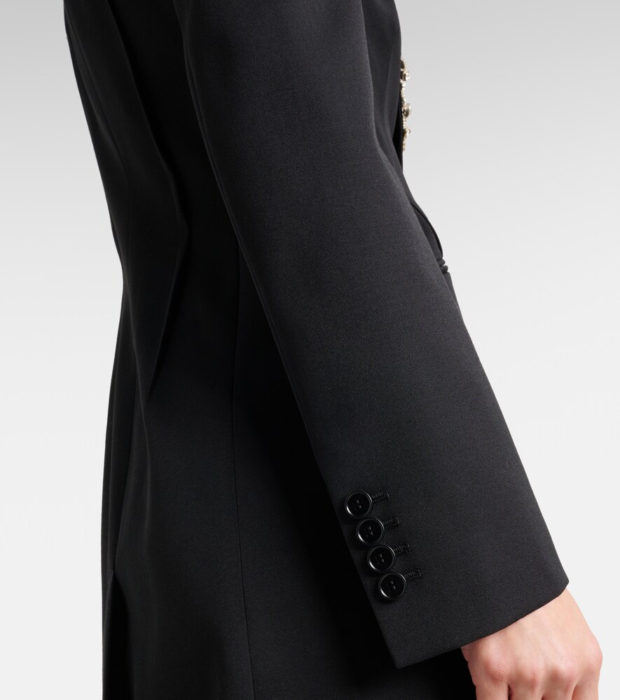  Mcqueen Mcqueen Embellished Wool Grain De Poudre Coat 