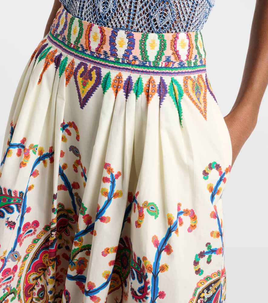 Etro Cotton Voile Jacquard Midi Skirt In Multi