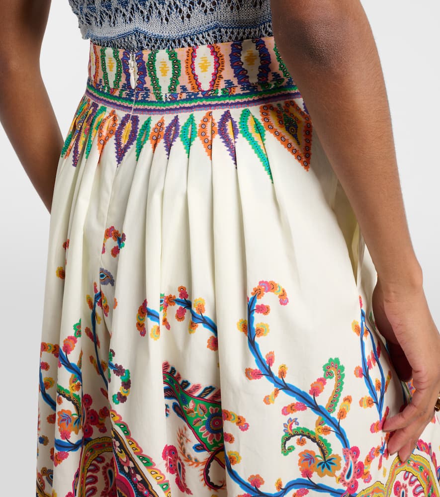 Etro Cotton Voile Jacquard Midi Skirt In Multi