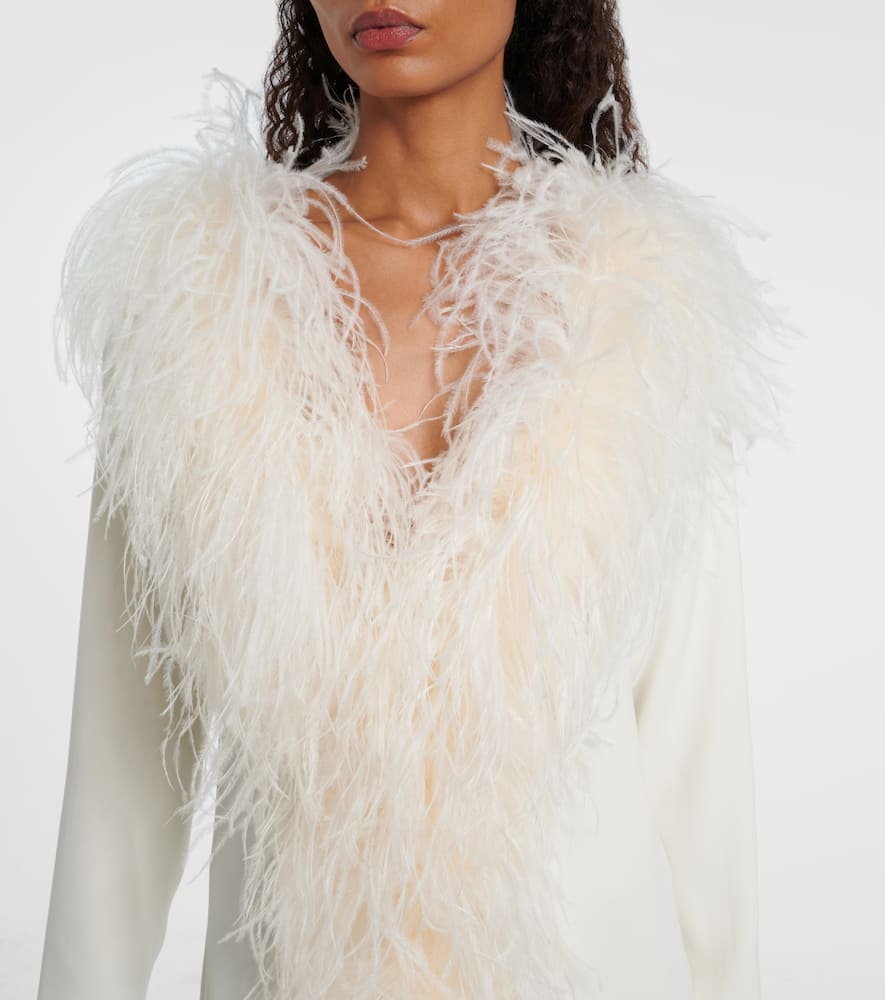 Taller Marmo Bridal Hollywood Feather-trimmed Gown In White