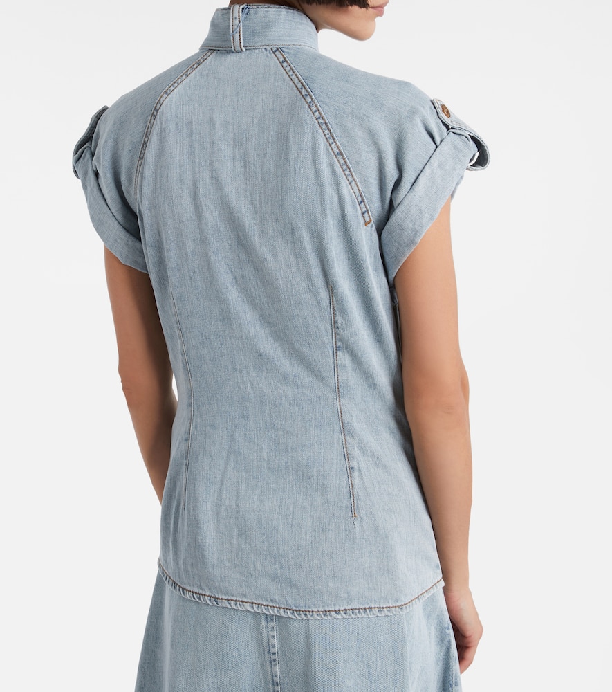 Zimmermann Stylish Top Featuring Tie Collar And Folded Cuffs In Blue