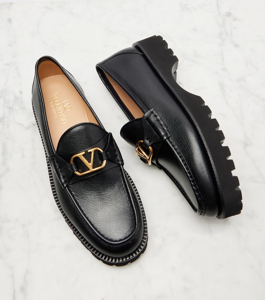  Valentino Garavani Valentino Garavani Plateau-loafers Vlogo Aus Leder 
