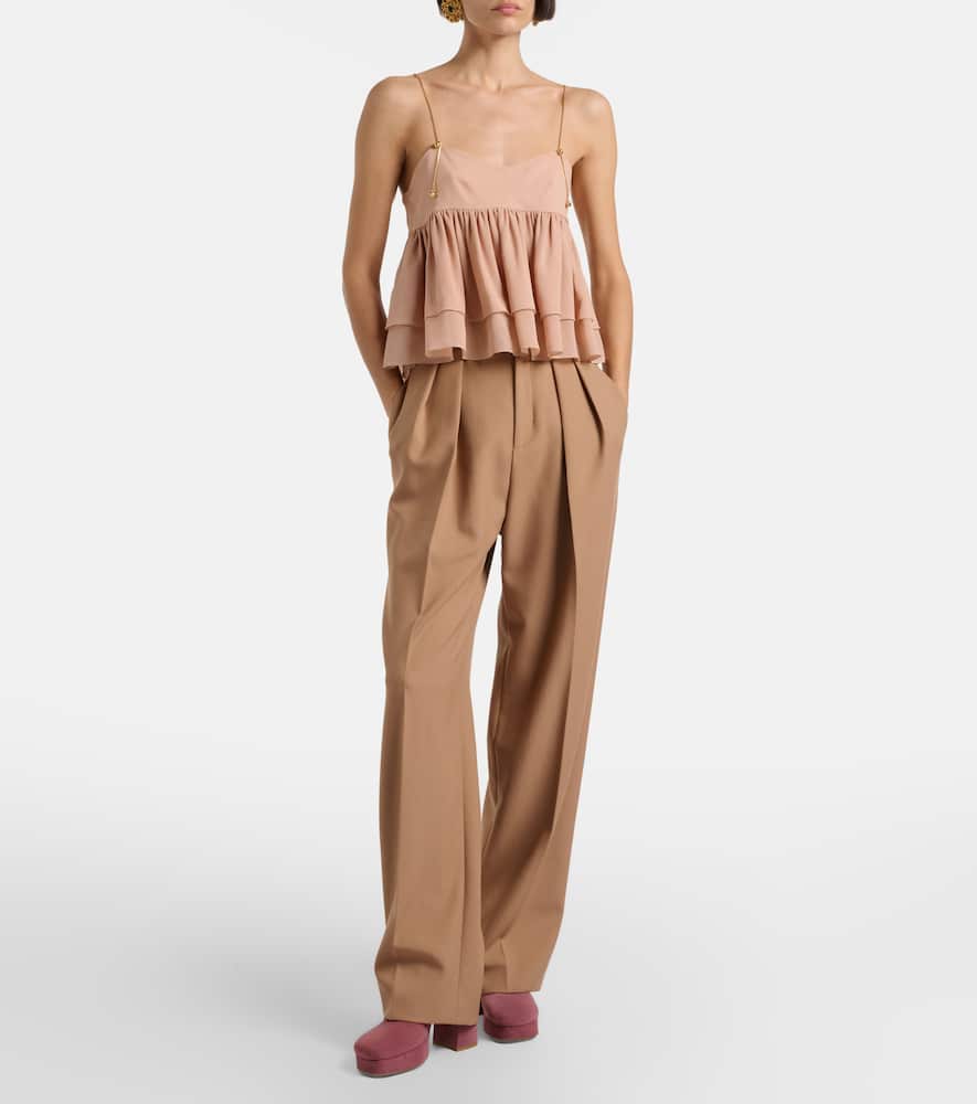 Chloé Gathered Silk Top In Nude