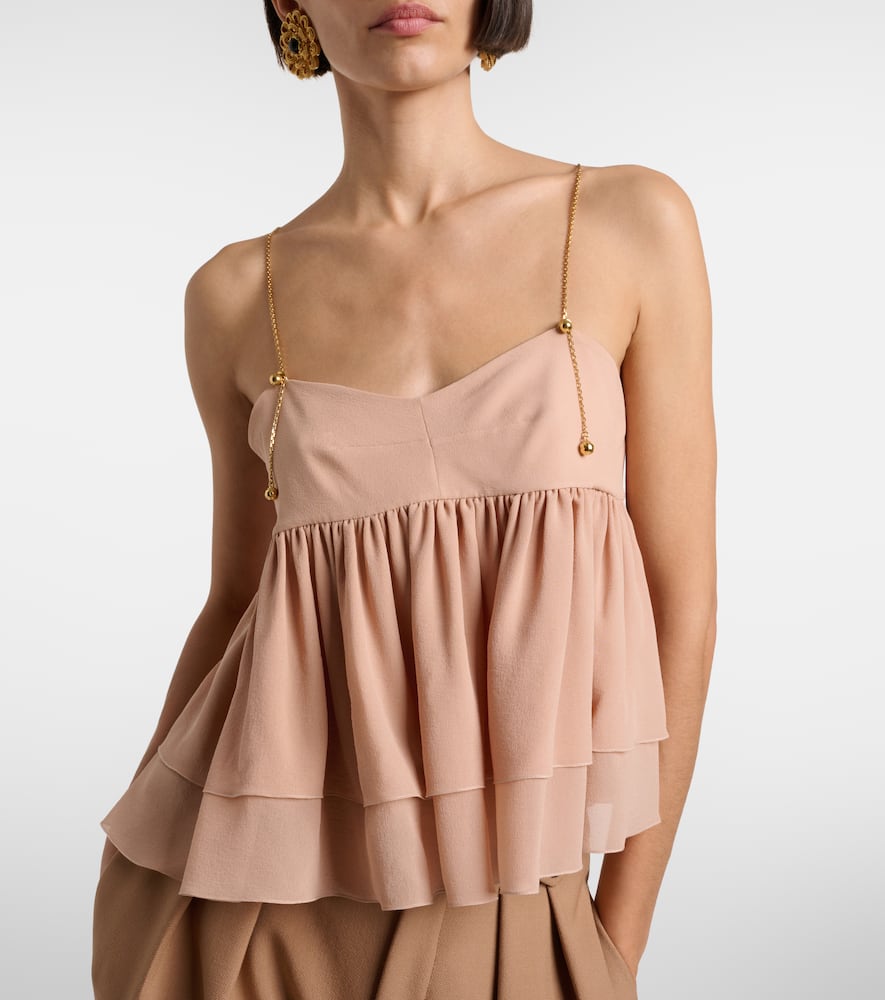 Chloé Gathered Silk Top In Nude