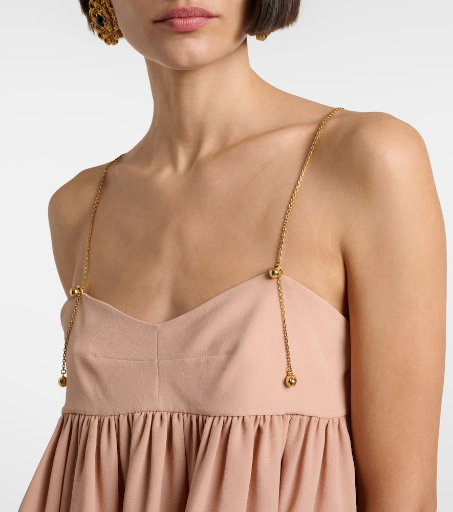 Chloé Gathered Silk Top In Nude