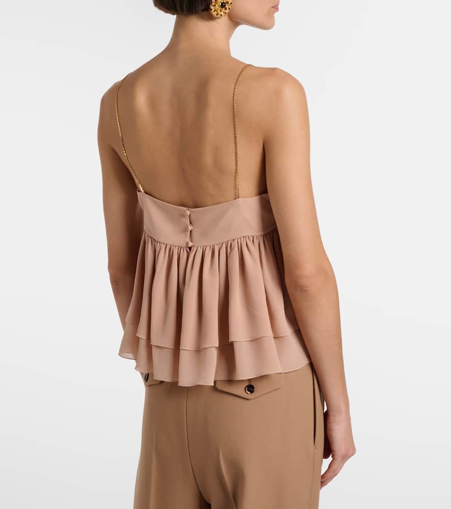 Chloé Gathered Silk Top In Nude