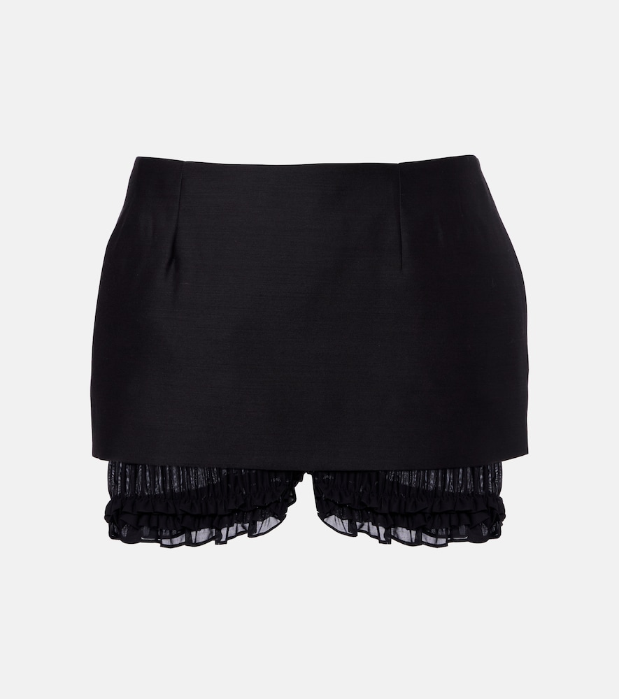 Gonna pantalone in lana e seta con volant