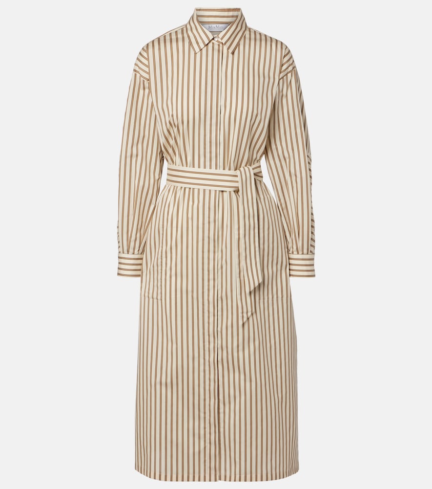 Max Mara Lord striped belted cotton and silk shirt dress