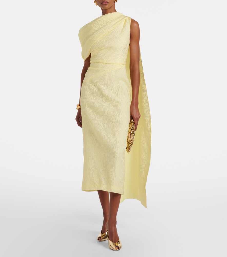 Roksanda Maite caped cloqué midi dress