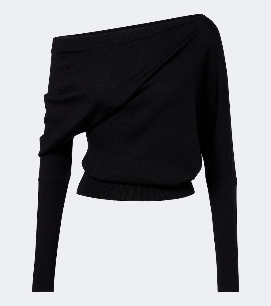 Tom Ford Women's Black Off-Shoulder Wool And Silk Sweater UK Size 12 - Mytheresa