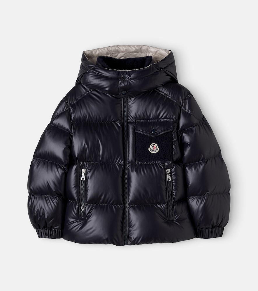Moncler Yule Hooded Down Jacket for Boys in Blue, Size: 8Y - Image 2
