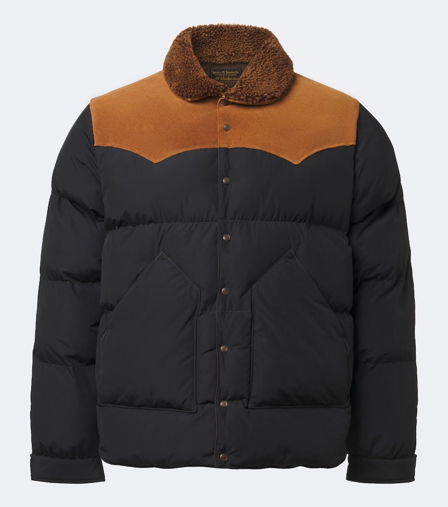 Wattierte Jacke mit Veloursleder