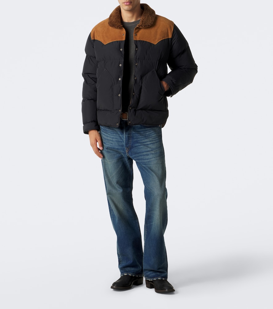 Suede-Trimmed Puffer Jacket