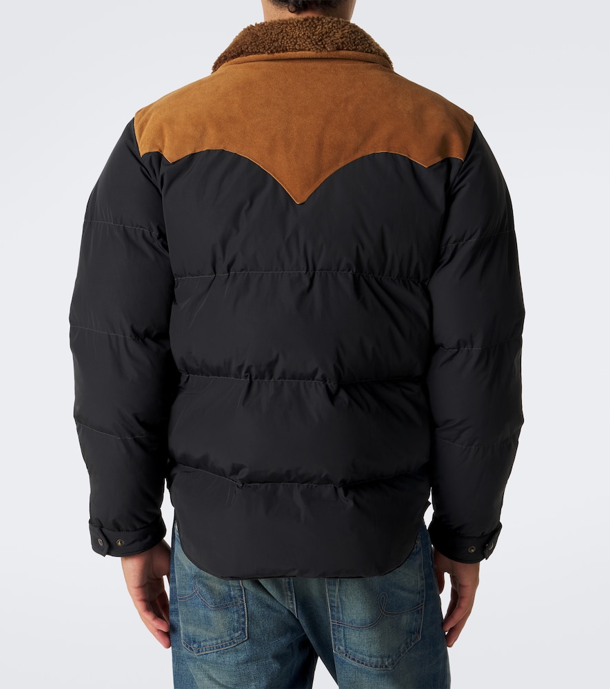 Suede-Trimmed Puffer Jacket