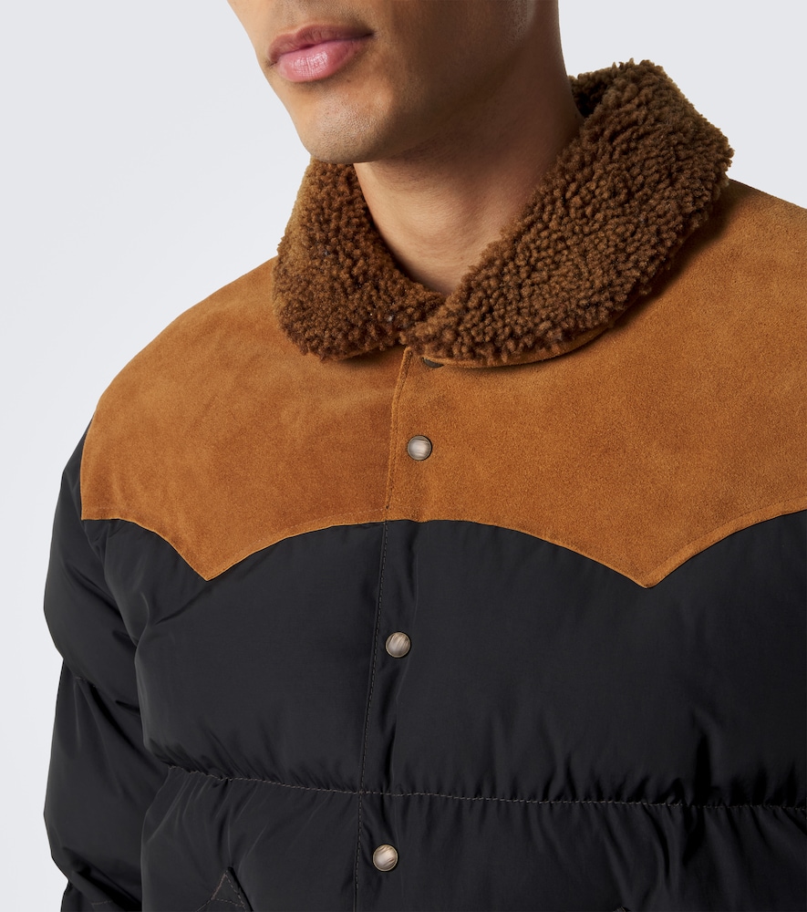 Suede-Trimmed Puffer Jacket