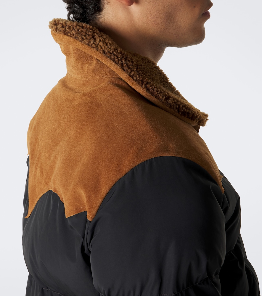 Suede-Trimmed Puffer Jacket