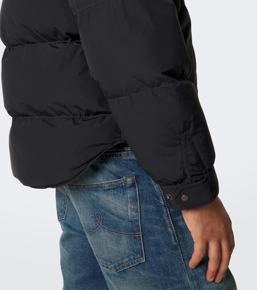 Suede-Trimmed Puffer Jacket