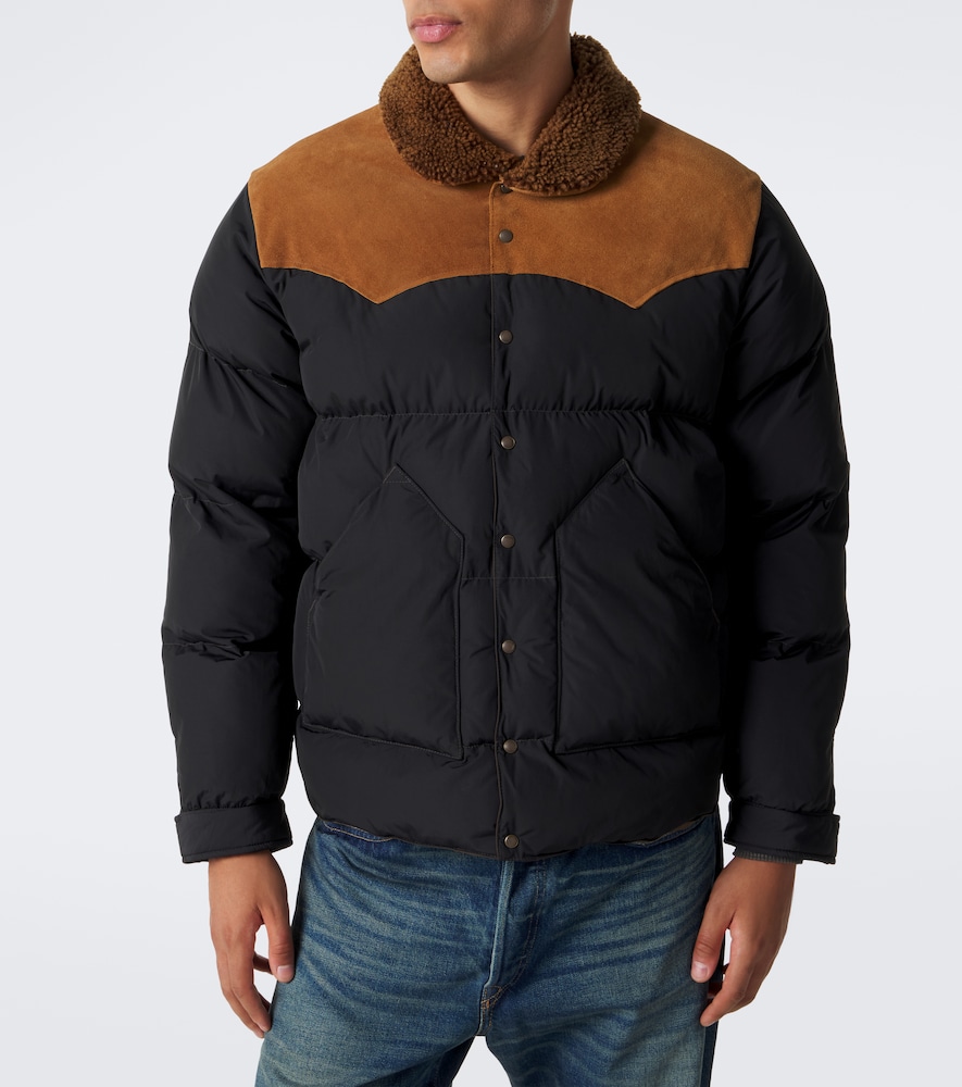 Suede-Trimmed Puffer Jacket