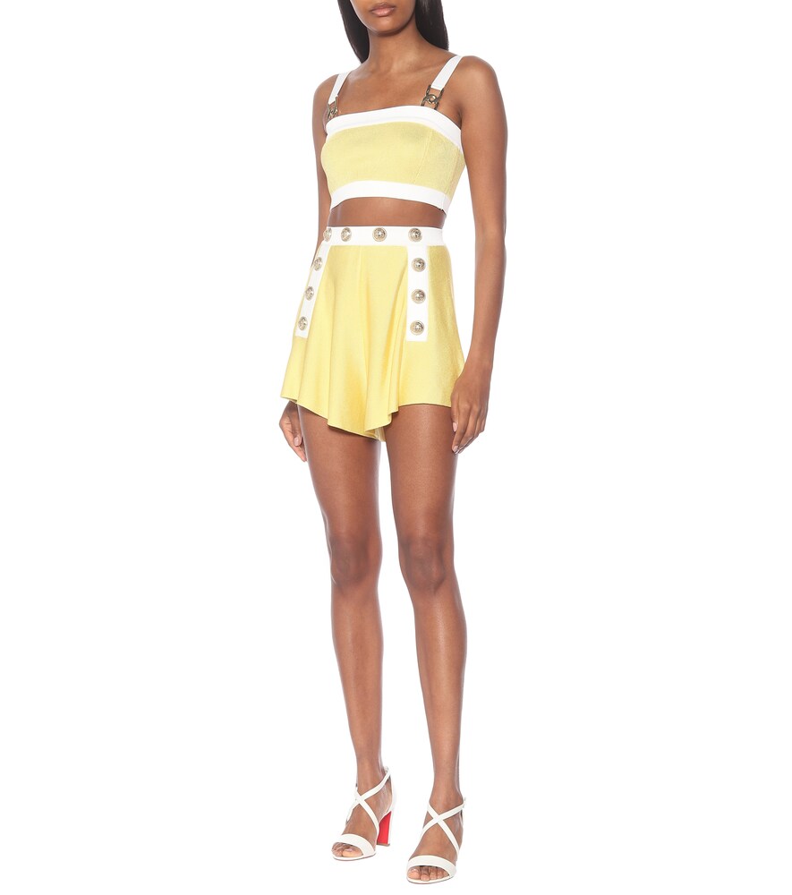 Balmain High-rise knit shorts