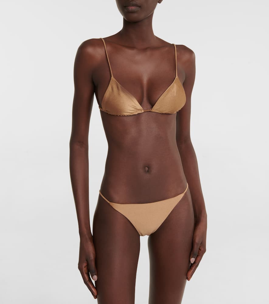 Jade Swim Via Triangle Bikini Top In Sable Sheen