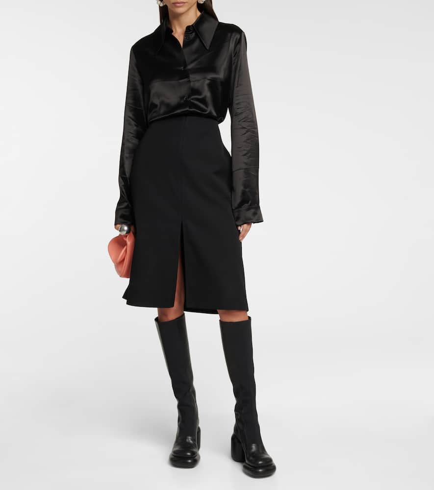 Jil Sander Pocket-detail Straight Midi Skirt In Black
