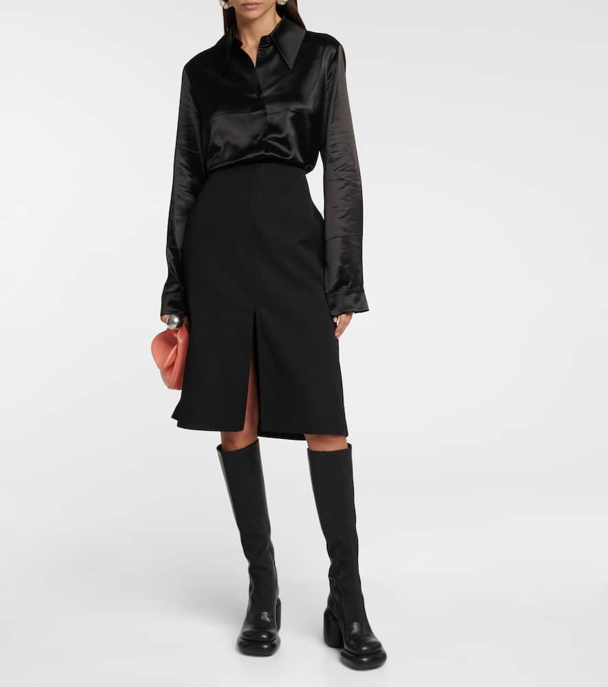 Shop Jil Sander Virgin Wool Midi Skirt In Black