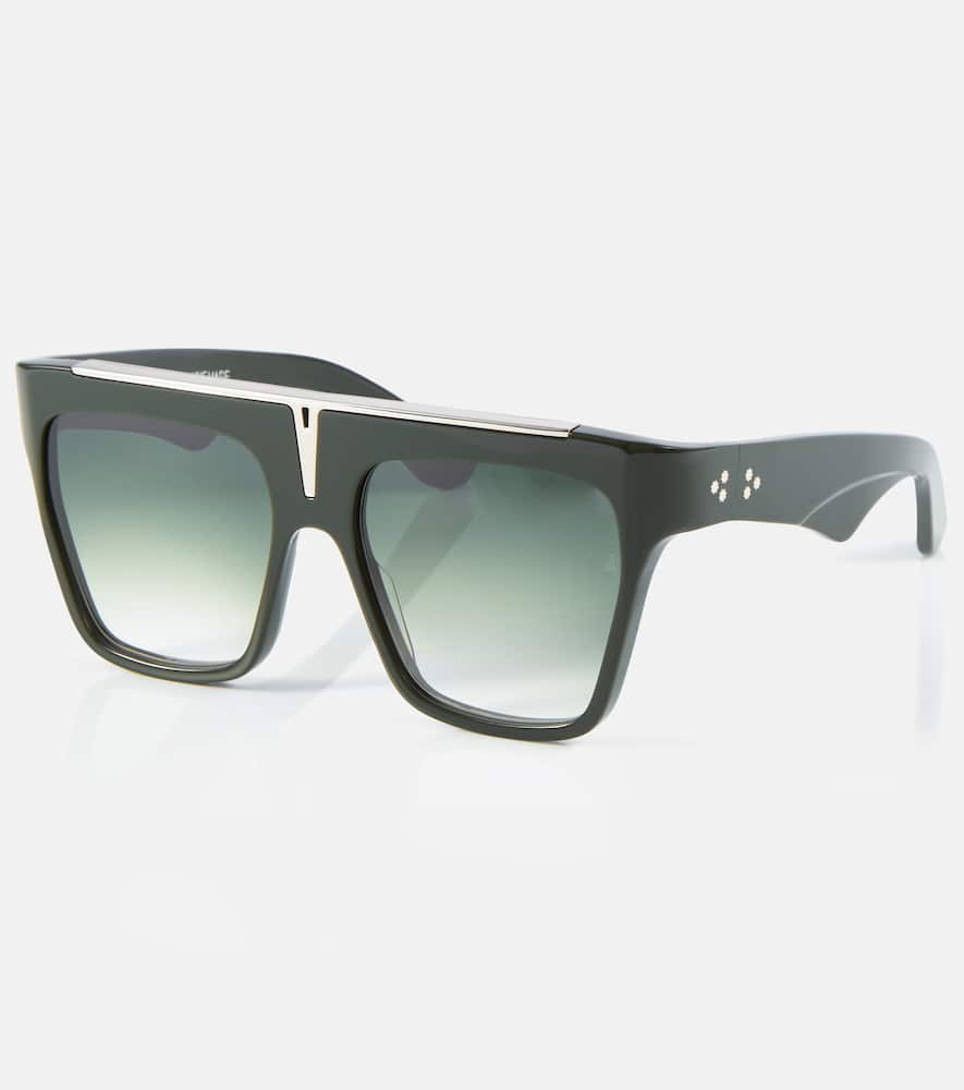 Shop Jacques Marie Mage X Evangelie Smyrniotaki Selini Flat-brow Sunglasses In Dark Green/silver