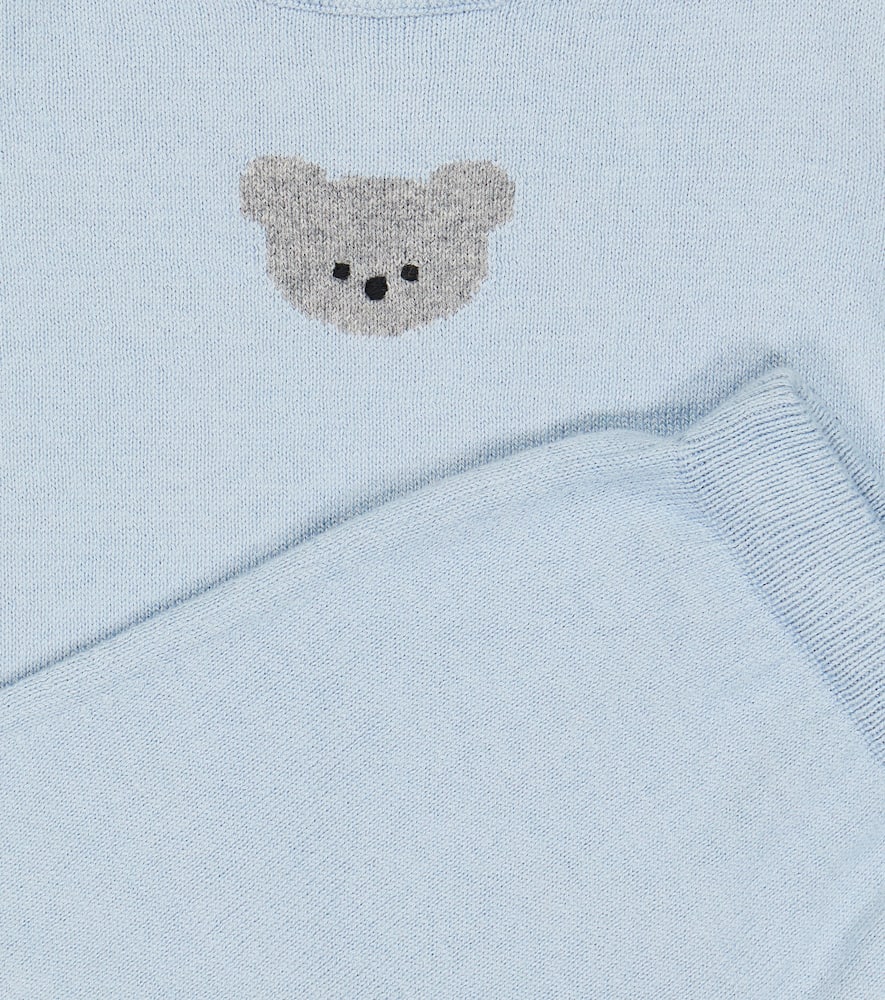 Il Gufo Baby Set Of Cotton T-shirt And Shorts In Light Blue/grey