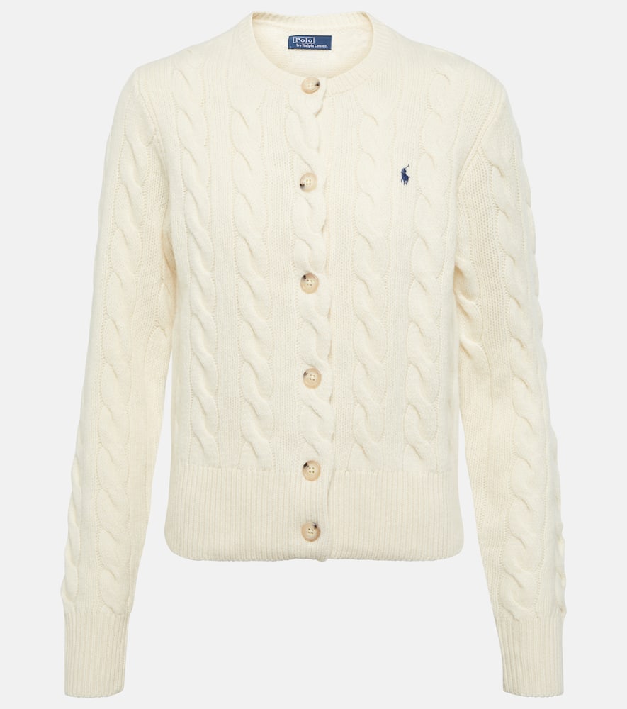 Cable-knit wool and cashmere cardigan