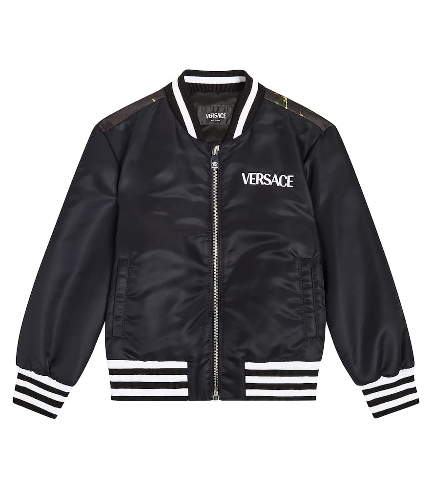 Shop Versace Printed Bomber Jacket In Black