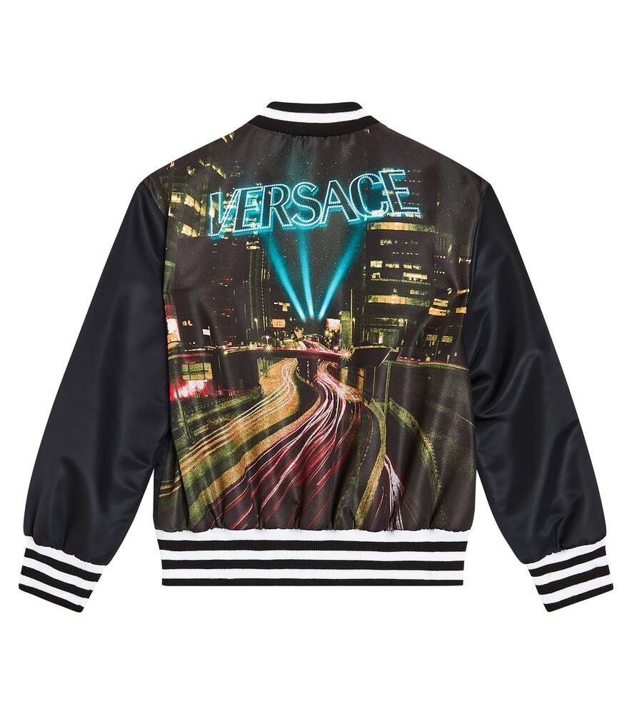 Shop Versace Printed Bomber Jacket In Black