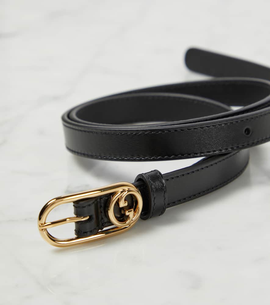 Gucci Interlocking G Leather Belt In Black