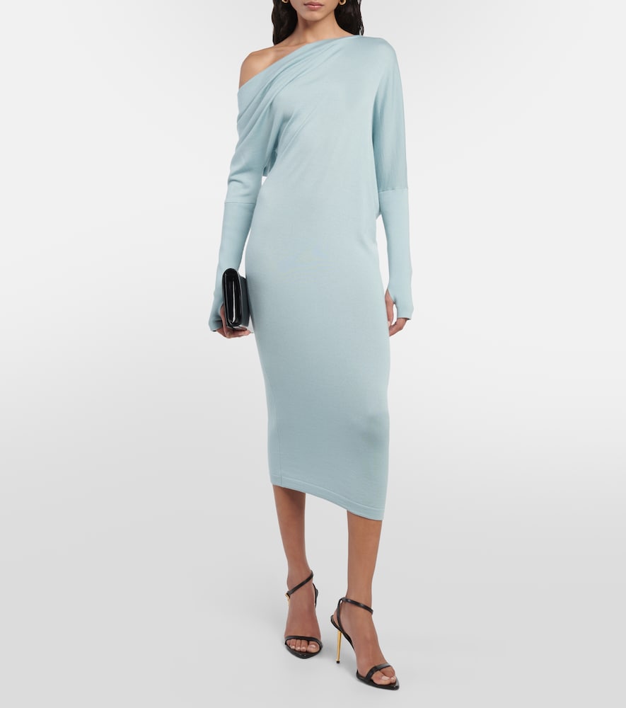  Tom Ford Tom Ford Off-shoulder Cashmere-blend Midi Dress 