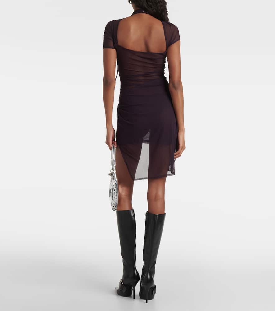 Coperni Minikleid Aus Mesh In Burgundy