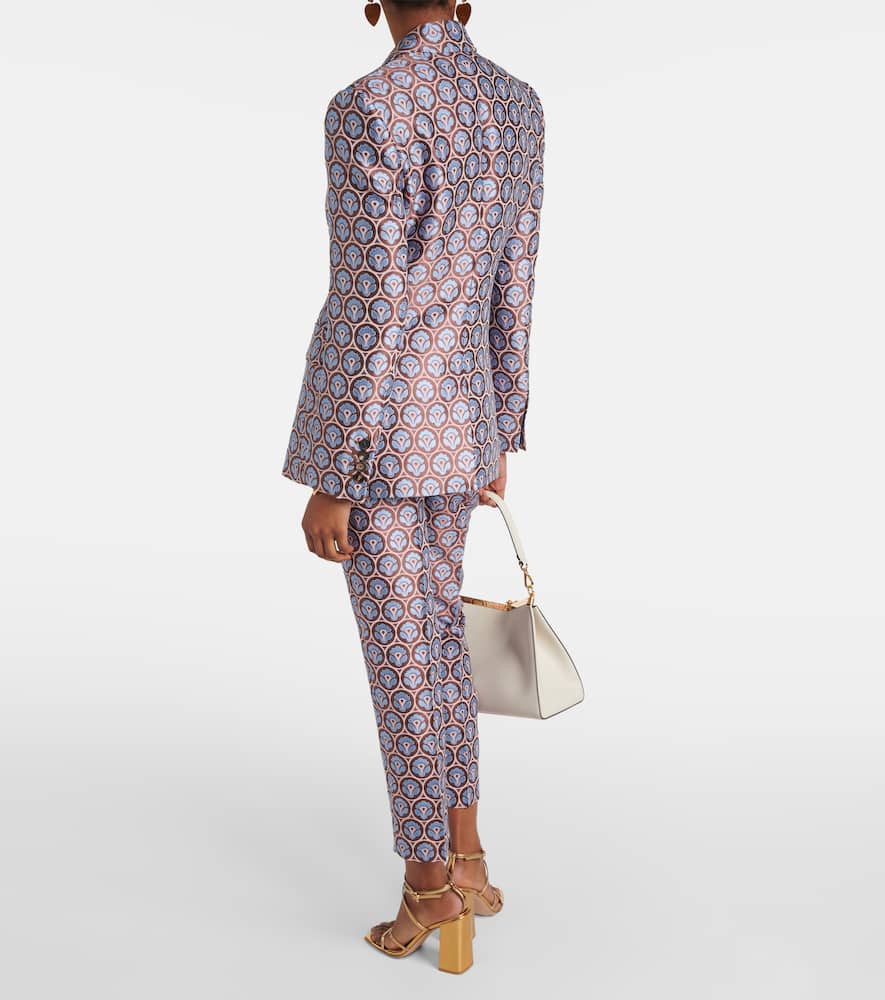 Etro Printed Blazer In Multicolour On Pale Blue Base
