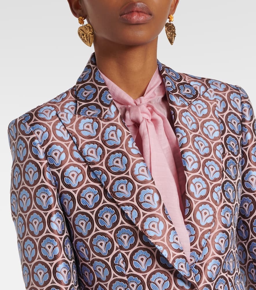 Etro Printed Blazer In Multicolour On Pale Blue Base