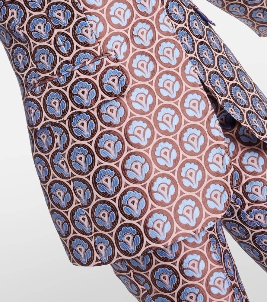 Etro Printed Blazer In Multicolour On Pale Blue Base