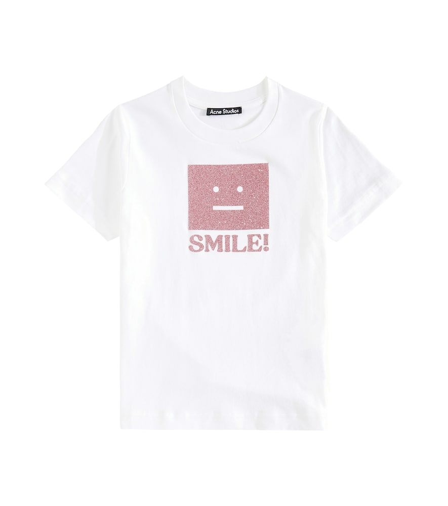 Acne Studios Nash Face Cotton Jersey T-shirt In White