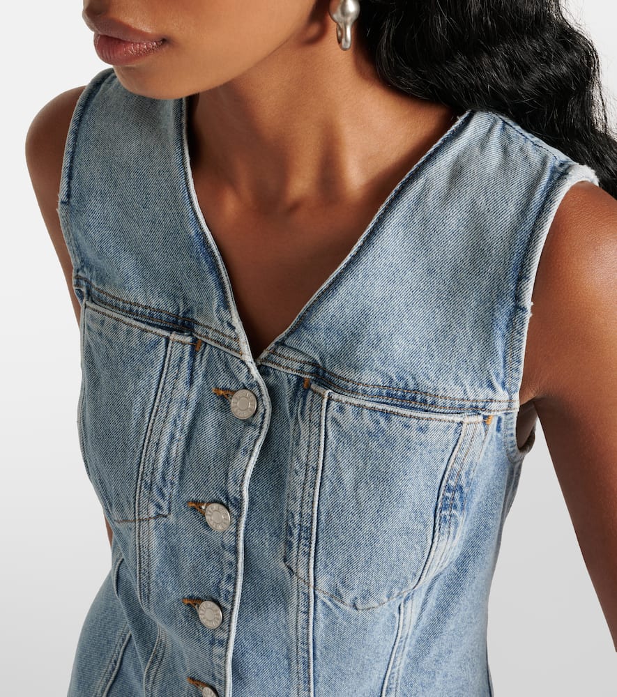 Shop Agolde Trina Denim Minidress In Blue